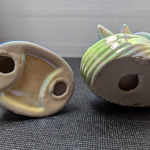 Set of 2 Vintage 90s Baby Dolphin Figurines Iridescent Blue Purple Yellow Decor - Picture 4 of 9